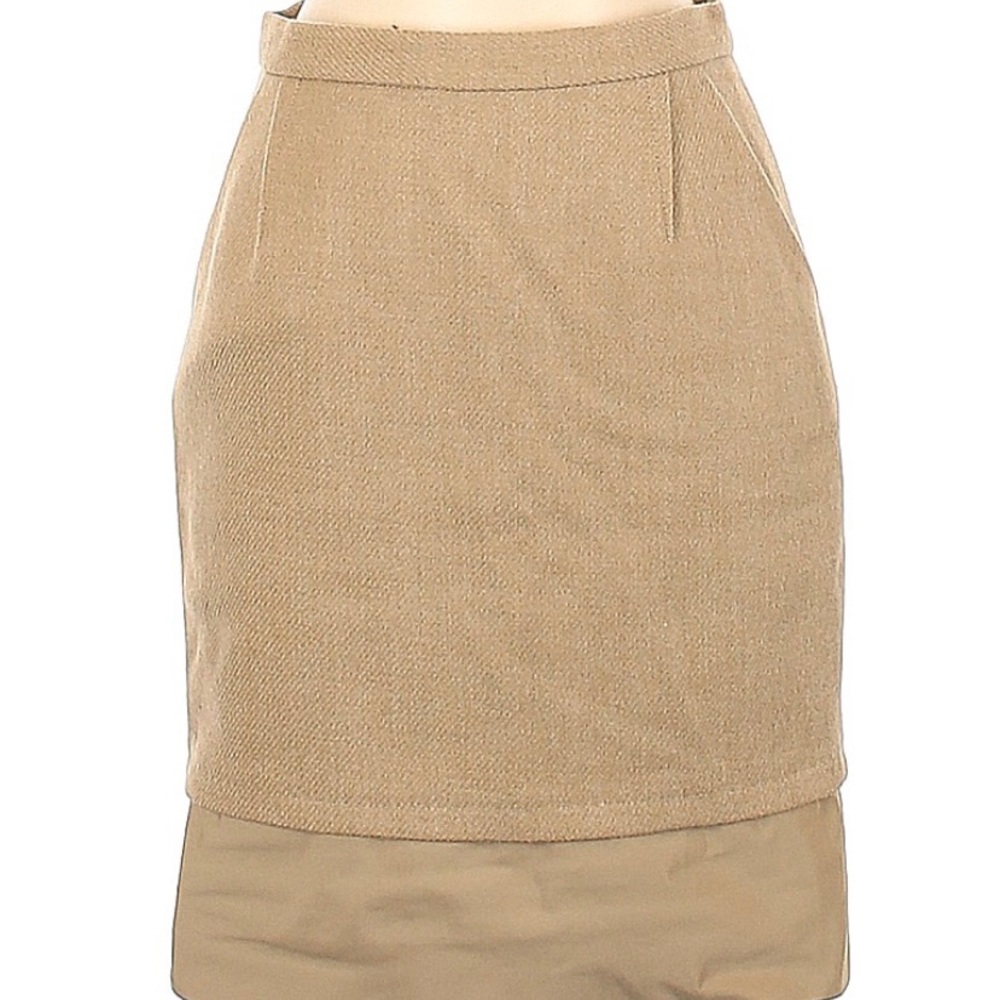 BCBGMAXAZRIA size 0 tan wool pencil skirt in excellent condition - Picture 1 of 8